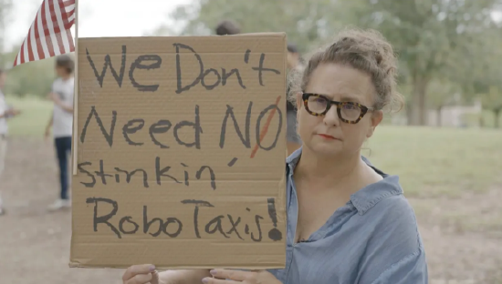 特斯拉在得州奥斯汀遭遇抗议活动(📢)：反对马斯克Robotaxi计划
